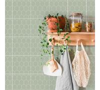 Piastrelle Adesive Cucina Geometria Verde Saggio Piastrelle Adesive Bagno Impermeabile PVC Adesivi Murali Mobili Armadio Decorazione Paraschizzi Cucina Adesivo 20x20cm/10 pezzi