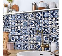 Piastrelle Adesive Cucina Modello Blu Navy Pavimento Pvc Adesivo Impermeabile Piastrelle Adesive Bagno Adesivi Murali Cucina Mattonelle Adesive Decorazione 15x15cm/24 Pezzi