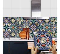 Piastrelle Adesive Cucina Verde Astratto Giallo Piastrelle Adesive Bagno Impermeabili Prova Olio Paraschizzi Cucina Adesivo per Guardaroba Tavolo Pavimento Mattonelle Adesive 10 Pezzi/15x15cm