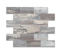 Piastrelle adesive da parete in PVC, 20 x 30 cm, autoadesive, paraschizzi, per cucina, bagno, camino, lavanderia, in stile rustico chiaro (copertura da 5 metri quadrati)