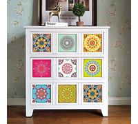 Piastrelle Adesive Mandala Colorato Piastrelle Adesive Cucina Bagno Impermeabile a Prova di Spruzzi Mattonelle Adesive Resistente al Calore Paraschizzi Cucina Adesivo Adesivi Murali 20x20cm