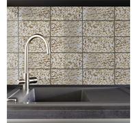Piastrelle Adesive Pavimento Oro Graffiti Bianco Pavimento Pvc Adesivo Rimovibile Piastrelle Adesive Cucina Bagno Impermeabile Paraschizzi Cucina Adesivo Adesivi Murali 15x30cm/12 pcs