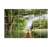 Piastrelle Adesive Vinile 10x10 cm Sentiero verde nel bosco Set 24 - Piastrelle Autoadesive Impermeabili