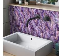 Piastrelle autoadesive da parete di pregio, piastrelle viola e rosa, staccabili e attaccabili, in PVC impermeabile, antiolio, facili da applicare, per la decorazione della casa, per il bagno, 20x10 (3