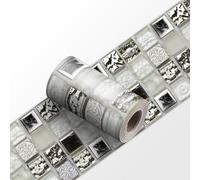 Piastrelle autoadesive per pareti, squisite, in mosaico argento e oro, da staccare e attaccare, in PVC impermeabile, antiolio, facili da applicare, per la decorazione della casa, per il bagno, 15x240