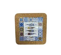 Piastrelle Azulejo Portogallo, piastrelle in ceramica etnica portoghese, sottopentola in sughero, decorazioni per la casa e le pareti (20 cm) (Portogallo 4 Multi Sardine)