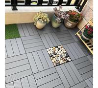 Piastrelle composte ad incastro per terrazze Piastrelle ad incastro in legno e plastica, impermeabili, for patio esterno, multicolore, 11 pz(Grey)
