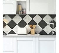 Piastrelle Ddesive Cucina Beige A Scacchi Neri Piastrelle Adesive Bagno Impermeabile Mattonelle Adesive PVC Adesivi per Piastrelle Cucina Fai da Te Mattonelle Adesive Bagno12 Pezzi(15X15cm)