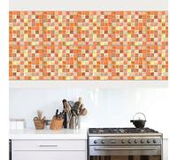 Piastrelle Ddesive Cucina Mosaico Giallo Arancio Piastrelle Adesive Bagno Impermeabile Mattonelle Adesive PVC Adesivi per Piastrelle Cucina Fai da Te Mattonelle Adesive Bagno10 Pezzi(10X10cm)