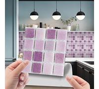 Piastrelle Ddesive Cucina Mosaico Viola Chiaro Piastrelle Adesive Bagno Impermeabile Mattonelle Adesive PVC Adesivi per Piastrelle Cucina Fai da Te Mattonelle Adesive Bagno10 Pezzi(15X15cm)