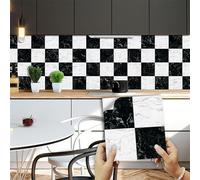 Piastrelle Ddesive Cucina Quadrati Bianchi E Neri Piastrelle Adesive Bagno Impermeabile Mattonelle Adesive PVC Adesivi per Piastrelle Cucina Fai da Te Mattonelle Adesive Bagno10 PC(10x10cm)