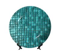 Piastrelle decorative in porcellana ossea con piccoli pois turchesi da 8 pollici Piatto decorativo in ceramica personalizzato con espositore Ornamenti in ceramica Piatto in porcellana artistica per