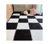 Piastrelle di Moquette con Imbottitura Piastrelle in Schiuma a Incastro Tagliabili Lavabili 30×30cm Spessore 1cm per Casa Cameretta Sala Giochi Decorazione-White+Black||10pcs