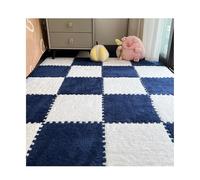 Piastrelle di Moquette con Imbottitura Piastrelle in Schiuma a Incastro Tagliabili Lavabili 30×30cm Spessore 1cm per Casa Cameretta Sala Giochi Decorazione-White+Navy Blue||10pcs