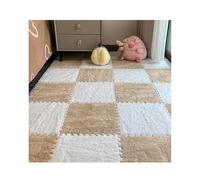 Piastrelle di Moquette con Imbottitura Piastrelle in Schiuma a Incastro Tagliabili Lavabili 30×30cm Spessore 1cm per Casa Cameretta Sala Giochi Decorazione-White+Apricot||10pcs
