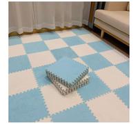 Piastrelle di moquette morbide ad incastro Pack Of 12 Plush Foam Puzzle Interlocking Carpet Tiles Multicolor 60x60x1cm(Light Blue+white)