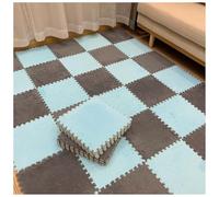 Piastrelle di moquette morbide ad incastro Pack Of 12 Plush Foam Puzzle Interlocking Carpet Tiles Multicolor 60x60x1cm(Light Blue+light Gray)