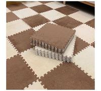 Piastrelle di moquette morbide ad incastro Pack Of 12 Plush Foam Puzzle Interlocking Carpet Tiles Multicolor 60x60x1cm(Apricot+light Brown)