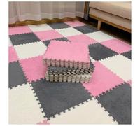 Piastrelle di moquette morbide ad incastro Pack Of 12 Plush Foam Puzzle Interlocking Carpet Tiles Multicolor 60x60x1cm(Light Gray+pink+white)
