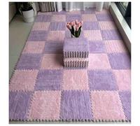 Piastrelle di moquette morbide ad incastro Pack Of 20 Interlocking Foam Carpet Tiles Play Mat Area Rug With Edgings Multicolor Multiple Sizes(Pink+purple,12x12inch)