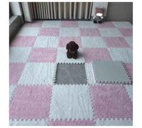 Piastrelle di moquette morbide ad incastro Pack Of 20 Interlocking Foam Carpet Tiles Play Mat Area Rug With Edgings Multicolor Multiple Sizes(White+pink,12x12inch)