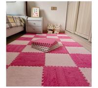 Piastrelle di moquette morbide ad incastro Pack Of 30 12x12 inch Multicolor Plush Interlocking Carpet Tiles(Rose Red+pink)