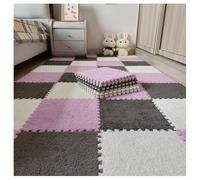 Piastrelle di moquette morbide ad incastro Pack Of 30 12x12 inch Multicolor Plush Interlocking Carpet Tiles(Gray+white+light Purple)