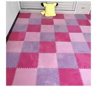 Piastrelle di moquette morbide ad incastro Pack Of 36 12x12x0.4in Plush Carpet Interlocking Foam Puzzle Floor Mat Multicolor(Pink+purple+rose Red)