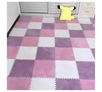 Piastrelle di moquette morbide ad incastro Pack Of 36 12x12x0.4in Plush Carpet Interlocking Foam Puzzle Floor Mat Multicolor(Pink+white+purple)