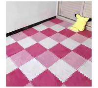 Piastrelle di moquette morbide ad incastro Pack Of 36 12x12x0.4in Plush Carpet Interlocking Foam Puzzle Floor Mat Multicolor(Pink+white+rose Red)
