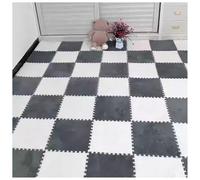 Piastrelle di moquette morbide ad incastro Pack Of 36 12x12x0.4in Plush Carpet Interlocking Foam Puzzle Floor Mat Multicolor(Gray+white)