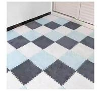 Piastrelle di moquette morbide ad incastro Pack Of 36 12x12x0.4in Plush Carpet Interlocking Foam Puzzle Floor Mat Multicolor(Gray+white+blue)