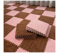 Piastrelle di moquette morbide ad incastro Pack of 40 Plush Patchwork Foam Interlocking Carpet Tiles 30x30x1cm Multicolor(Pink+coffee)