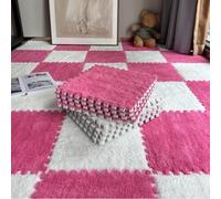 Piastrelle di moquette morbide ad incastro Plush Foam Puzzle Interlocking Carpet Tiles Pack of 20 Multicolor 30x30x1cm(Red+white)