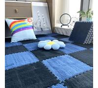 piastrelle di pavimento a schiuma, 200 pezzi di tappetini in schiuma di peluche, piastrelle for tappeti ad incastro, 11,8x11,8 pollici, spessori multipli, multicolore(Black+navy Blue,0.23 inch)