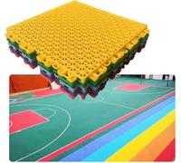 Piastrelle for campi da basket all'aperto, resistenti alle intemperie, tappetini modulari ad incastro for pavimenti in erba e cemento(Yellow)