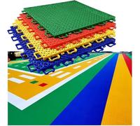 Piastrelle for campi sportivi all'aperto fai da te for asili, tappetini modulari ad incastro antiscivolo e resistenti all'usura, 10 pezzi(Blue,10PCS)