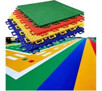 Piastrelle for campi sportivi all'aperto fai da te for asili, tappetini modulari ad incastro antiscivolo e resistenti all'usura(Red)