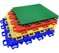 Piastrelle for campi sportivi quadrati da 9,84 pollici, piastrelle modulari ad incastro, pavimento sportivo fai da te colorato for interni ed esterni(Red)