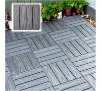 Piastrelle for ponte ad incastro compositi in legno e plastica | Grigio 4/6/8/10/12/15/16/18/20/25/30 pezzi Patio Cortile Balcone Bagno: design con drenaggio(6pcs)