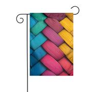 Piastrelle geometriche in legno liscio blu rosso giallo bandiera da giardino 30 x 45 cm verticale su entrambi i lati casa colonica vacanze decorazioni esterne bandiera cortile