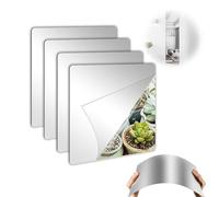 Piastrelle in acrilico per specchio quadrato autoadesivo (15 x 15 cm) per la parete del bagno, set da 4 specchietti decorativi fai da te da te da rimuovere e incollare, infrangibili