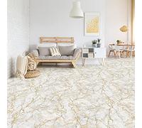 Piastrelle in cemento adesivo per pavimenti con supporto in plastica laminata | Piastrella antiscivolo resistente all'acqua | Maber 50 x 50 cm Oro Bianco