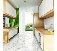 Piastrelle in cemento adesivo per pavimenti con supporto in plastica laminata | Piastrella macro resistente all'acqua antiscivolo | 20 x 20 cm Bianco