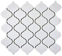 Piastrelle in ceramica con mosaico vintage e motivo floreale bianco lucido MOS13-1WG