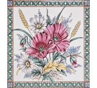 Piastrelle in ceramica con papavero e rondine, 15 x 15 cm, decorazioni floreali e/o uccellini, stile vittoriano, decorate a mano nel Regno Unito (piastrella floreale)