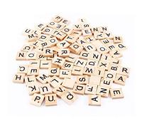 Piastrelle in legno con lettere da 100 pezzi, piastrelle in legno per, lettere maiuscole dalla A alla Z, creazione di sottobicchieri dell'alfabeto e giochi di cruciverba