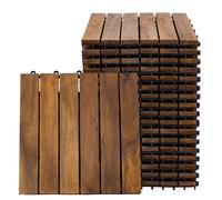 Piastrelle in legno di acacia 30 x 30 cm Piastrelle per terrazze Sistema a clic Piastrelle per esterni Piastrelle per balconi Piastrelle per terrazze in legno, resistenti alle intemperie, set da 18