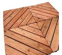 Piastrelle in legno naturale per giardino, terrazza, balcone 12 Mattonelle 30x30cm 1,08mq ad incastro tipo click clack con elegante disposizione quadrata pavimento STI
