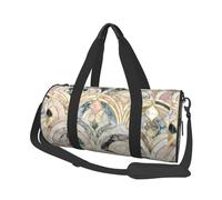 Piastrelle in marmo Art Déco con motivo pastello morbido, Borsone da viaggio di grande capacità Borsa rotonda Borsa da viaggio sportiva Borsa da viaggio Borsa da fitness